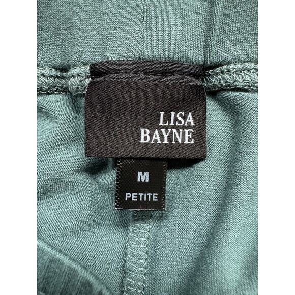 Lisa Bayne Pull On Cropped Pants Size Medium Petite Seaglass Stretch High Rise - Picture 5 of 6